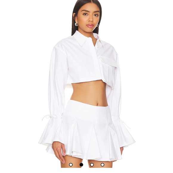 Camila Coelho Luz Cropped Shirt in White size XS - Picture 2 of 9